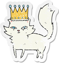 retro distressed sticker of a cartoon posh cat