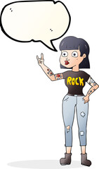 speech bubble cartoon rock girl