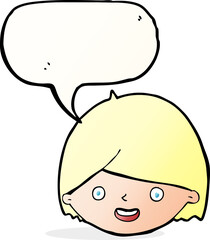 cartoon happy face with speech bubble