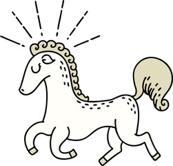traditional tattoo style prancing stallion