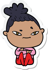 sticker of a cartoon woman