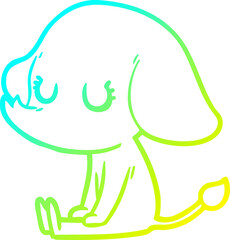 cold gradient line drawing cute cartoon elephant