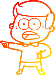 warm gradient line drawing cartoon shocked man