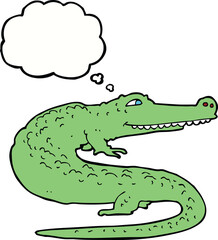 cartoon crocodile with thought bubble