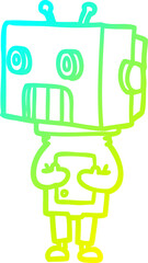 cold gradient line drawing cartoon robot