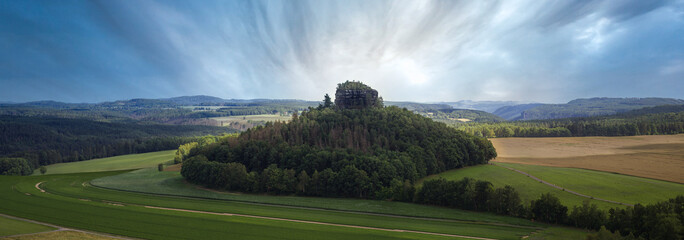 Panorama of the Zirkelstein - the smallest table hill of Saxon Switzerland