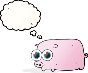 thought bubble cartoon piglet with big pretty eyes