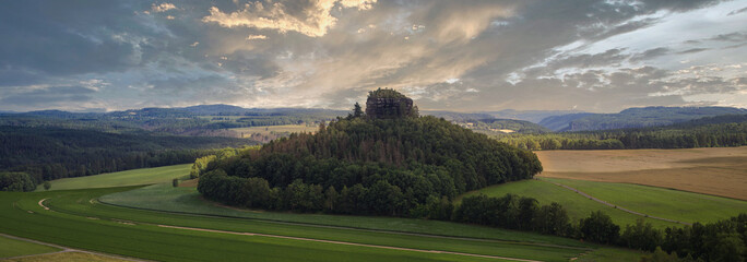 Panorama of the Zirkelstein - the smallest table hill of Saxon Switzerland
