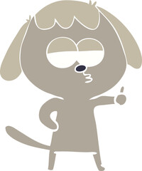 flat color style cartoon bored dog
