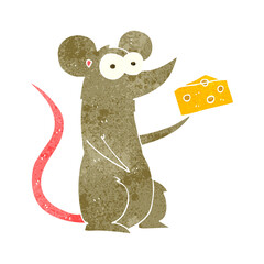 retro cartoon mouse with cheese