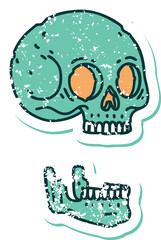 distressed sticker tattoo style icon of a skull