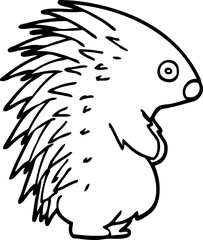 line drawing cartoon spiky hedgehog