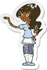 retro distressed sticker of a cartoon waitress