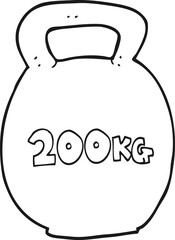 black and white cartoon 200kg kettle bell