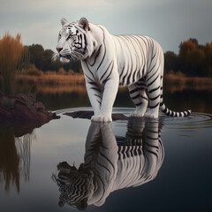 white tiger in water