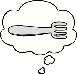 cartoon fork and thought bubble