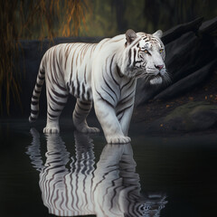 white tiger in water