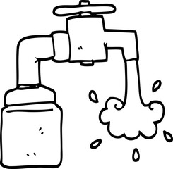 Obraz premium black and white cartoon running faucet