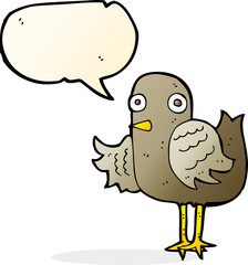 cartoon bird waving wing with speech bubble