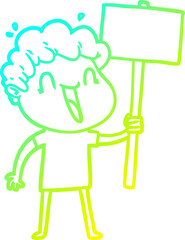 cold gradient line drawing cartoon happy man