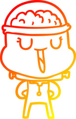 warm gradient line drawing happy cartoon robot