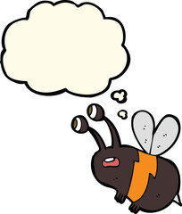 cartoon frightened bee with thought bubble