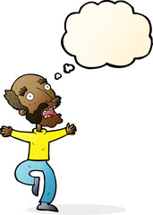 cartoon old man having a fright with thought bubble