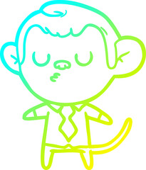 cold gradient line drawing cartoon monkey