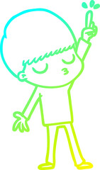 cold gradient line drawing cartoon calm boy