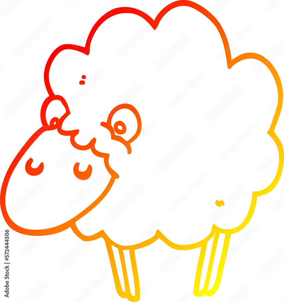 Wall mural warm gradient line drawing cartoon sheep