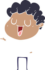 laughing flat color style cartoon man