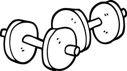 black and white cartoon pair of dumbbells