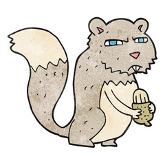 textured cartoon angry squirrel with nut
