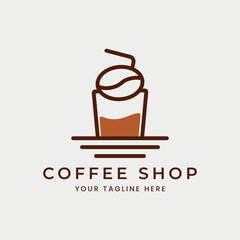 coffee shop line art logo vector illustration template design