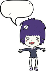 cartoon vampire girl with speech bubble