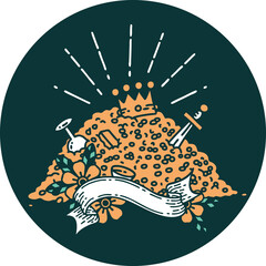 icon of tattoo style pile of gold