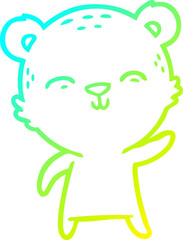 cold gradient line drawing happy cartoon bear