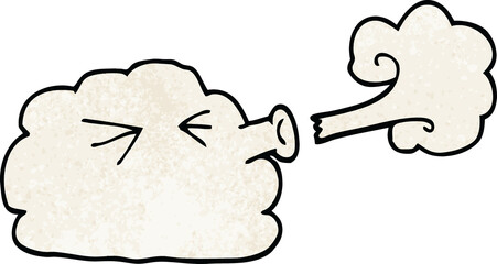 cartoon doodle cloud blowing a gale