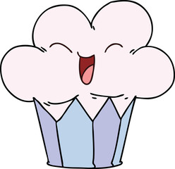 quirky hand drawn cartoon happy cake