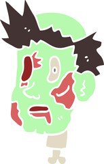 flat color style cartoon zombie head