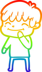 rainbow gradient line drawing cartoon happy boy
