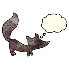 cartoon little wolf cub with thought bubble