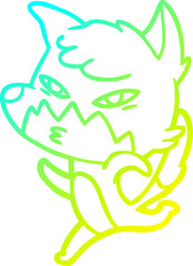 cold gradient line drawing clever cartoon fox