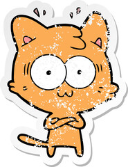 Obraz na płótnie Canvas distressed sticker of a cartoon surprised cat