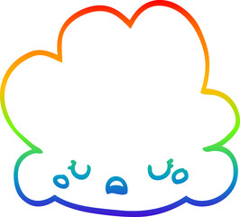 rainbow gradient line drawing cartoon cloud