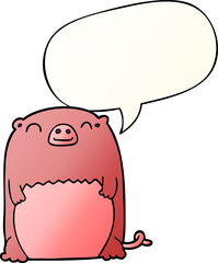 cartoon creature and speech bubble in smooth gradient style