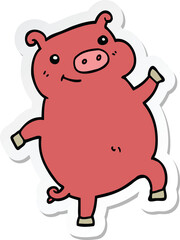 sticker of a cartoon dancing pig