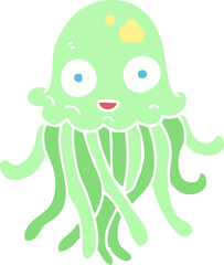 flat color illustration of a cartoon octopus