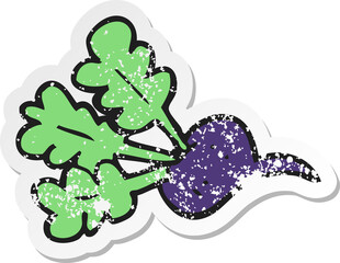 retro distressed sticker of a cartoon beet