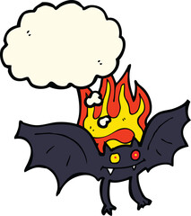 cartoon vampire bat with thought bubble